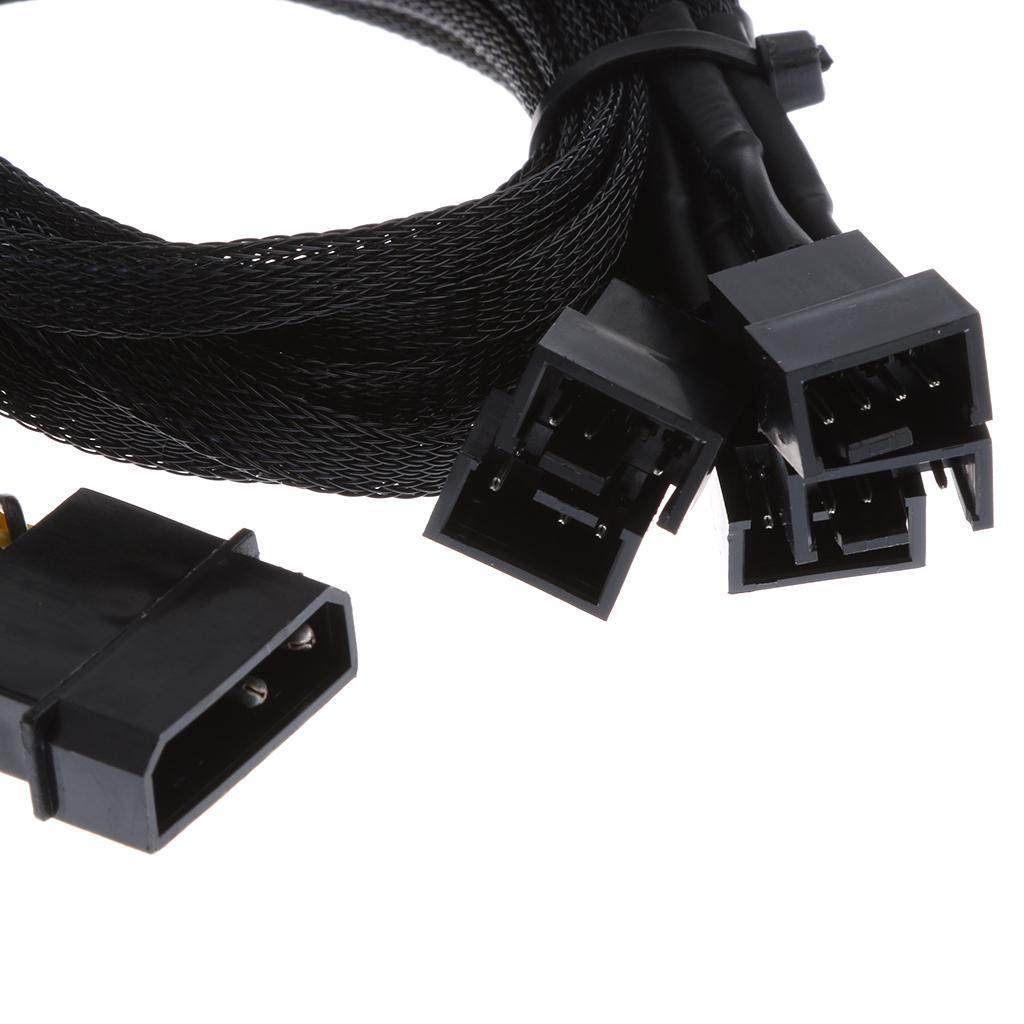 45cm PWM 3/4   Splitter PC  Cable Cord Black Sleeved