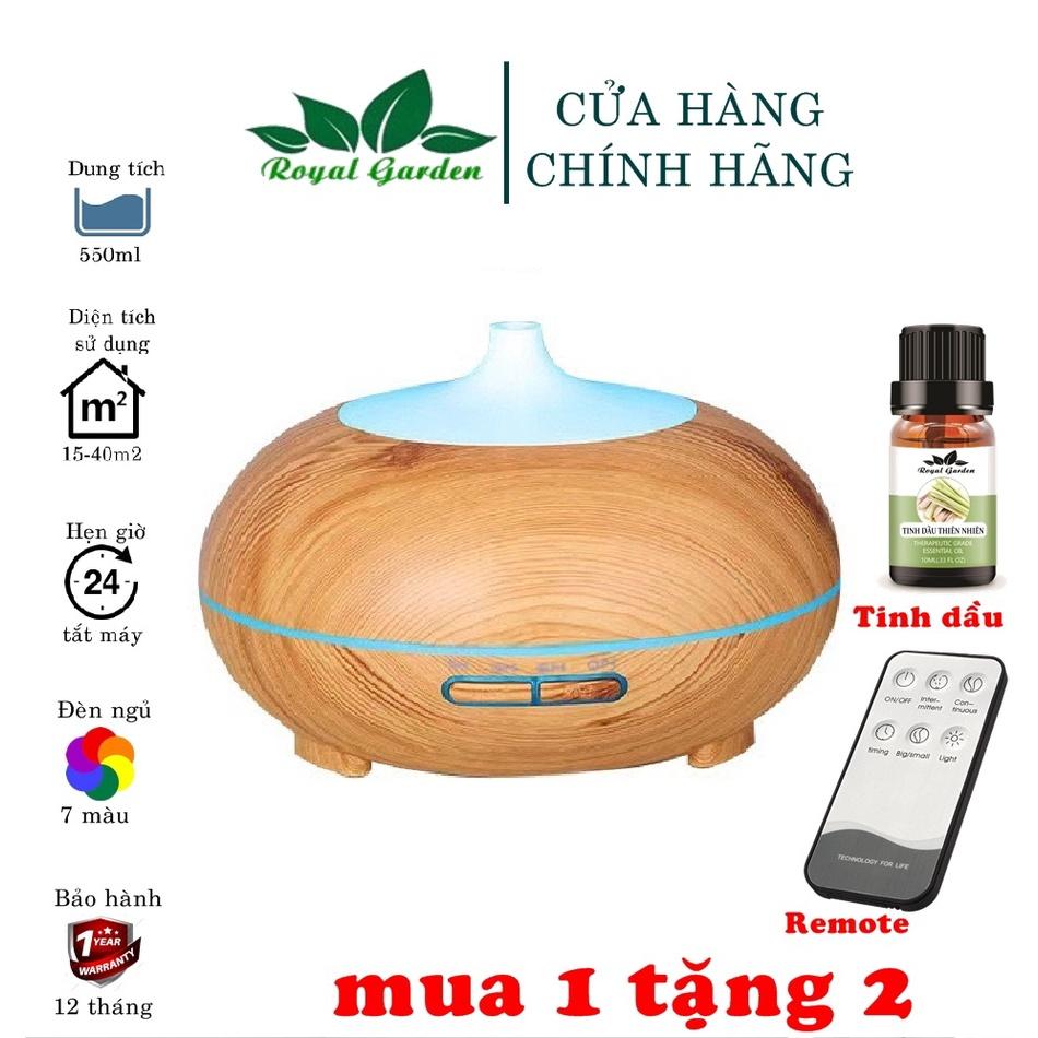 Máy Xông Tinh Dầu Đèn Xông Tinh Dầu Bí Ngô Gỗ 550ML Bảo hành 12 Tháng (Tặng Remote)