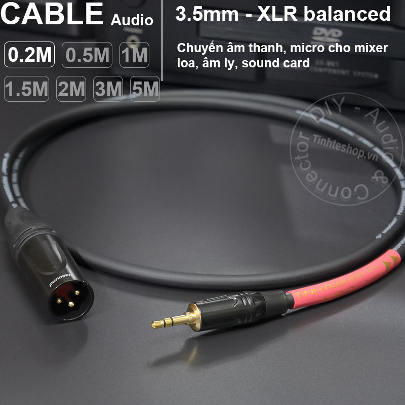 Dây canon sang 3.5 balanced DIY chuyển âm thanh cho Mixer Micro Sound card - Male 3.5mm to XLR audio cable