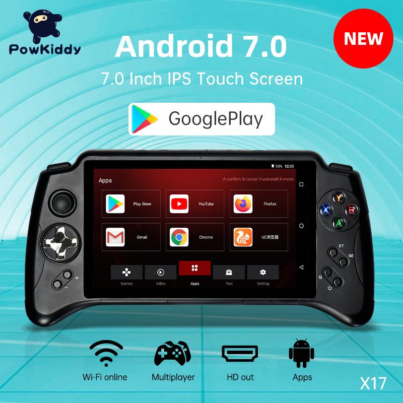 POWKIDDY Mới X17 Android 7.0 Máy Chơi Game Cầm Tay Màn Hình Cảm Ứng IPS 7 Inch MTK 8163 Quad Core RAM 2G ROM 32G Retro Người Chơi Game