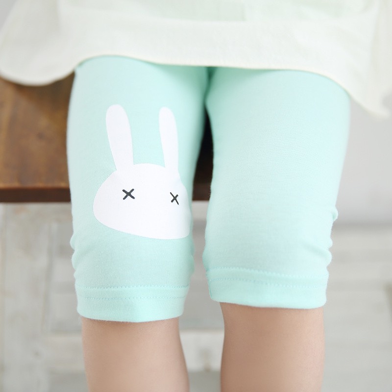 (Hàng đẹp video) Quần legging lửng quần thun lửng cotton quần ngố bé gái 2-8 tuổi chú thỏ chất siêu nhẹ mát