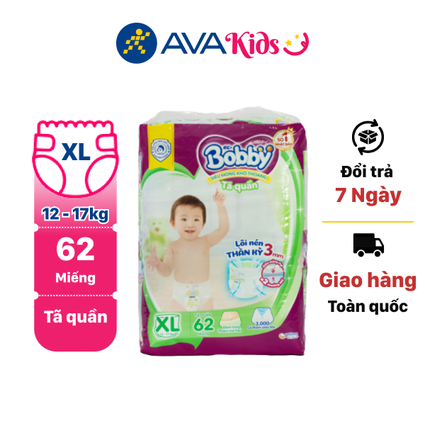 Tã quần Bobby size XL 62 miếng (cho bé 12 - 17kg)