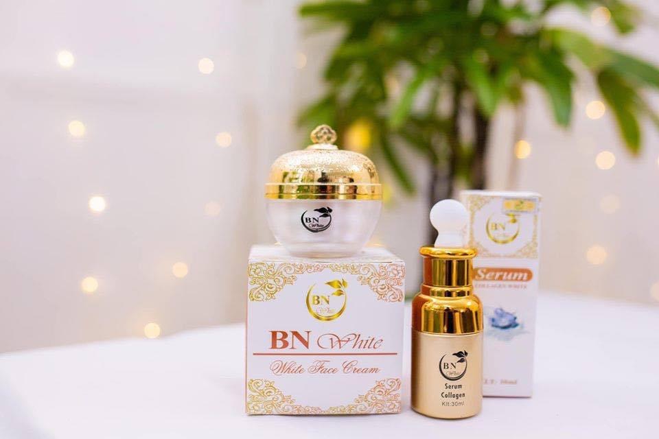 Combo 2 Mỹ Phẩm BN WHITE Gồm: Kem Face 25g và Serum 30ml Ngăn Ngừa Mụn, Mờ Thâm Nám, Tàn Nhang, Sạm Da và Dưỡng Trắng Da