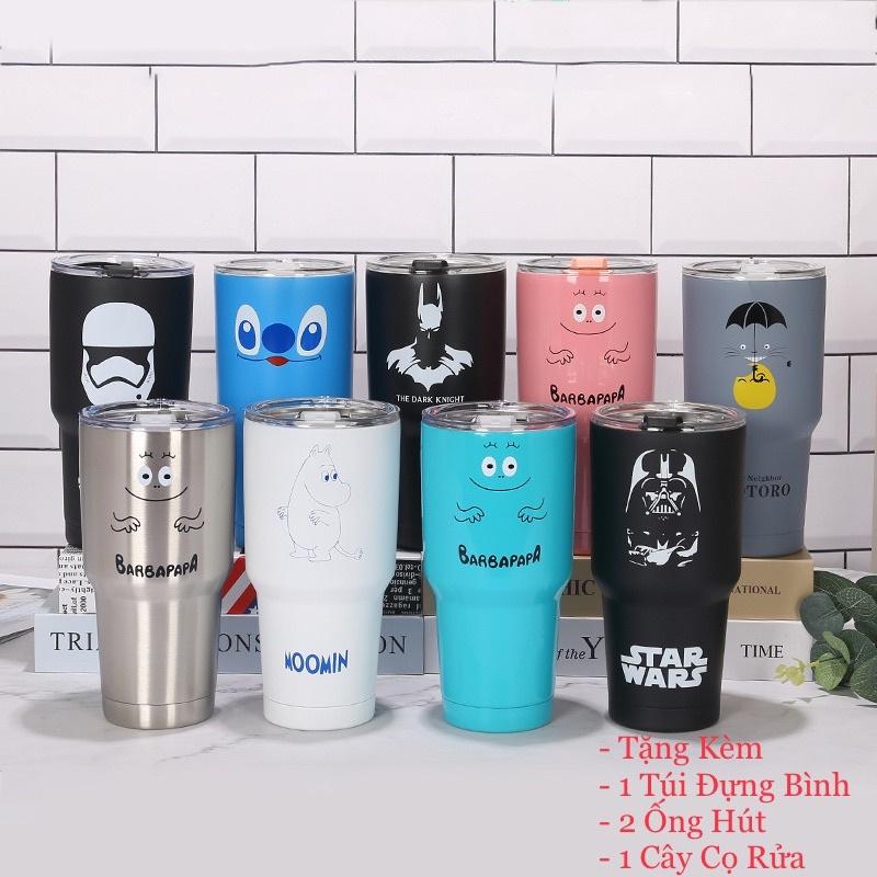 Ly giữ nhiệt + ống hút inox + túi vải siêu tiện lợi