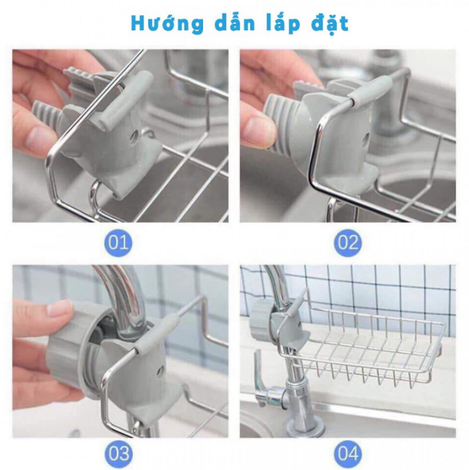 Kệ inox treo miếng rửa chén đựng đồ xà bông không gỉ, có chốt gắn được vào tất cả vòi nước , chất liệu inox 304 không gỉ