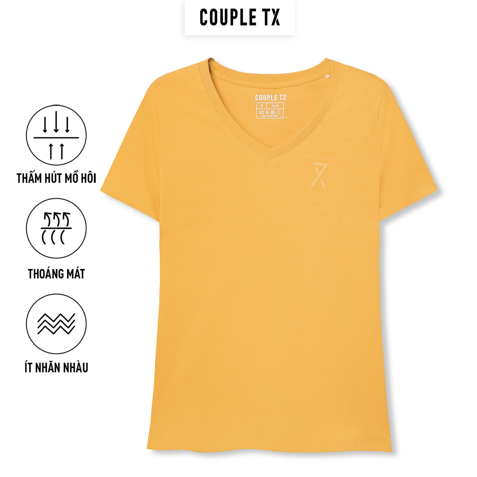 Áo Thun Nữ Cổ Tim Couple TX Basic Vải Đốm In Logo X