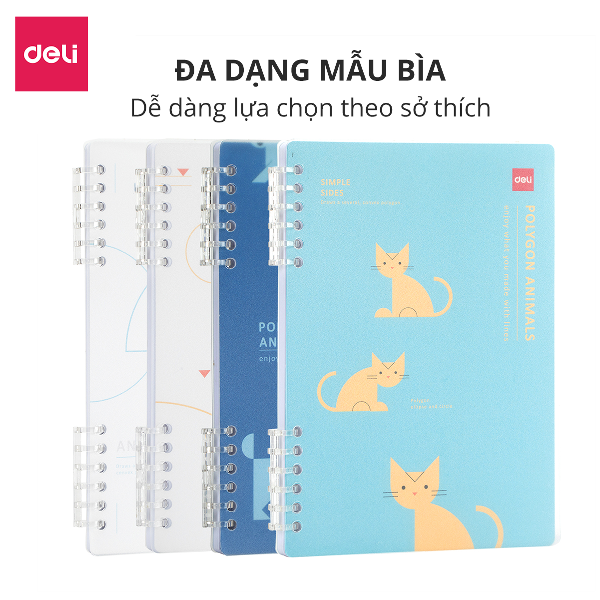 Sổ Tay Lò Xo Gáy Xoắn Kẻ Ngang 100 Trang A5/B5 Bìa Nhựa Có Kèm Sticker Trang Trí Deli - Phù Hợp Làm Sổ Kế Hoạch Planner, Nhật Kí, Tập Vở Ghi Chép Bullet Journal - 24507 24508 EN206 24505 24506