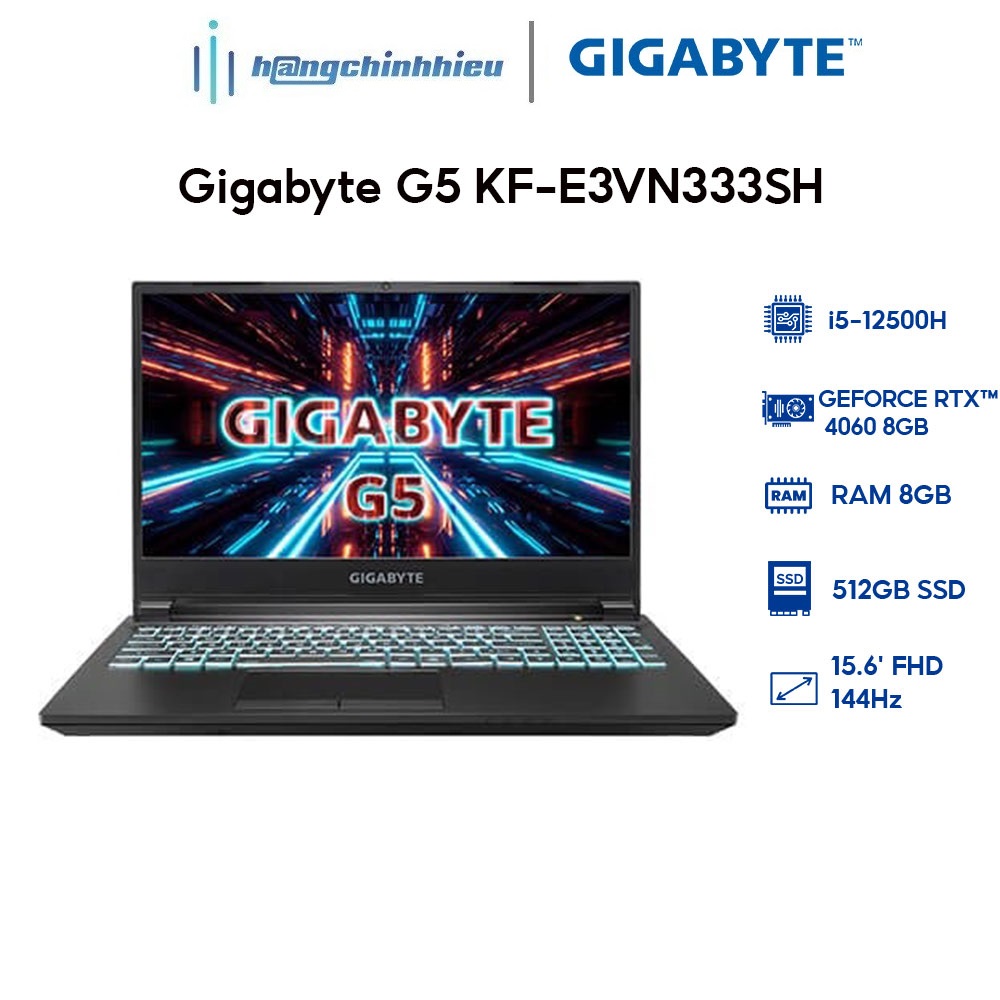 Laptop Gigabyte G5 KF-E3VN333SH (i5-12500H | 8GB | 512GB | GeForce RTX 4060 8GB) Hàng chính hãng