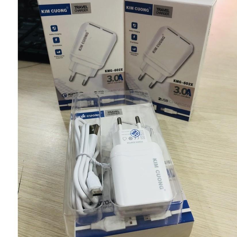 Bộ sạc nhanh kim cương 3.0A -2USB dành cho các dòng máy hỗ trợ sạc nhanh+kèm dây sạc cổng android kim cương