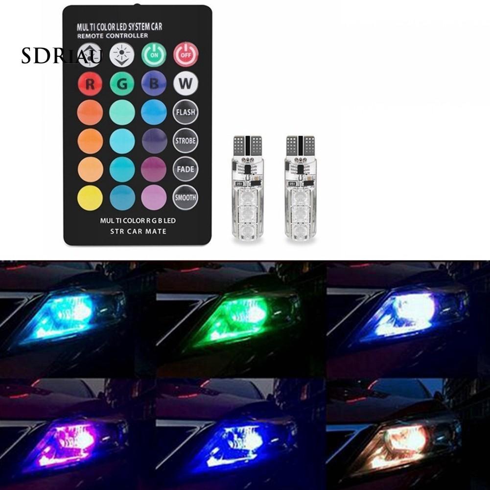 Cặp đèn LED DC12V T10 5050 6 SMD RGB đọc sách trên xe hơi+điều khiển từ xa