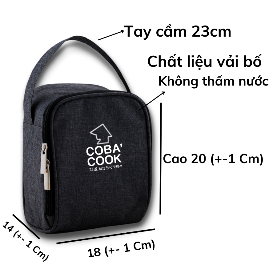 Hình ảnh Bộ túi hộp cơm thủy tinh COBA'COOK Thủy tinh cường lực chịu nhiệt tới 400 độ C  Gồm 3 hộp 370ml và 1 túi - CCL33BS