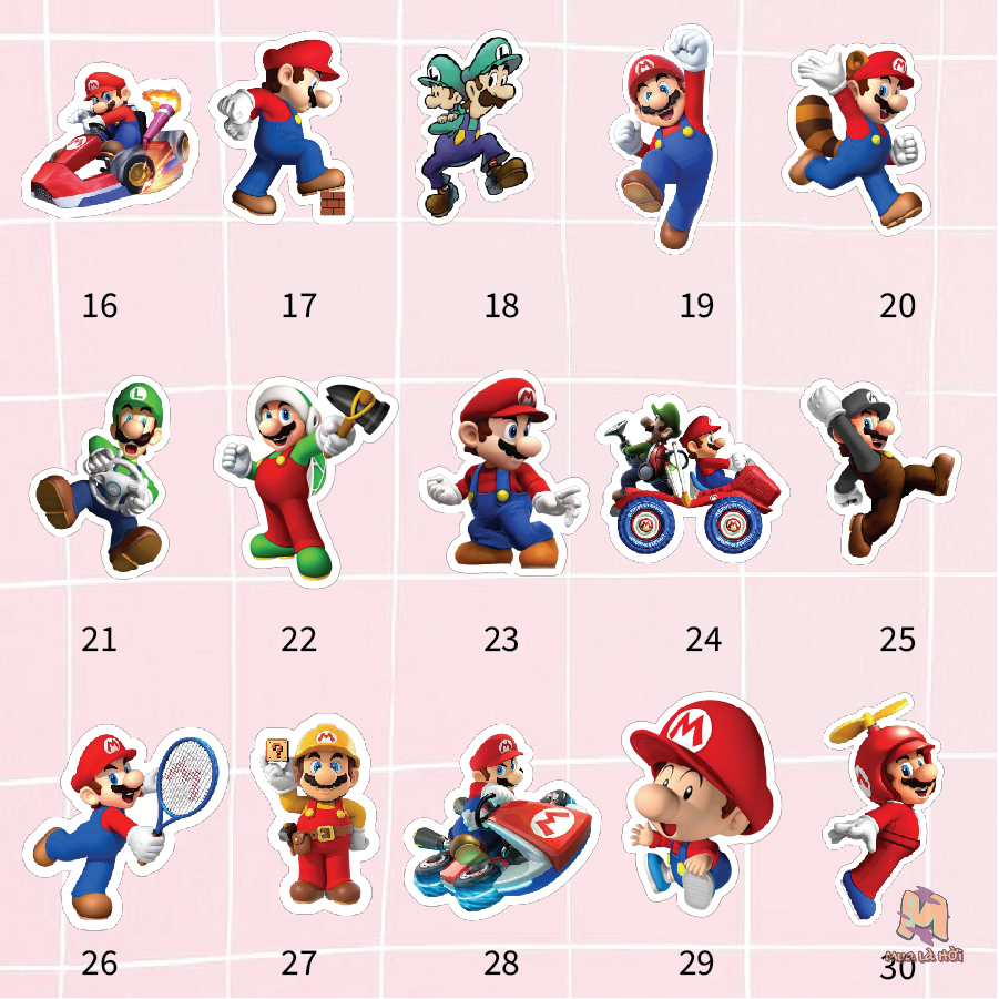 Miếng dán Stickers chủ đề Mario