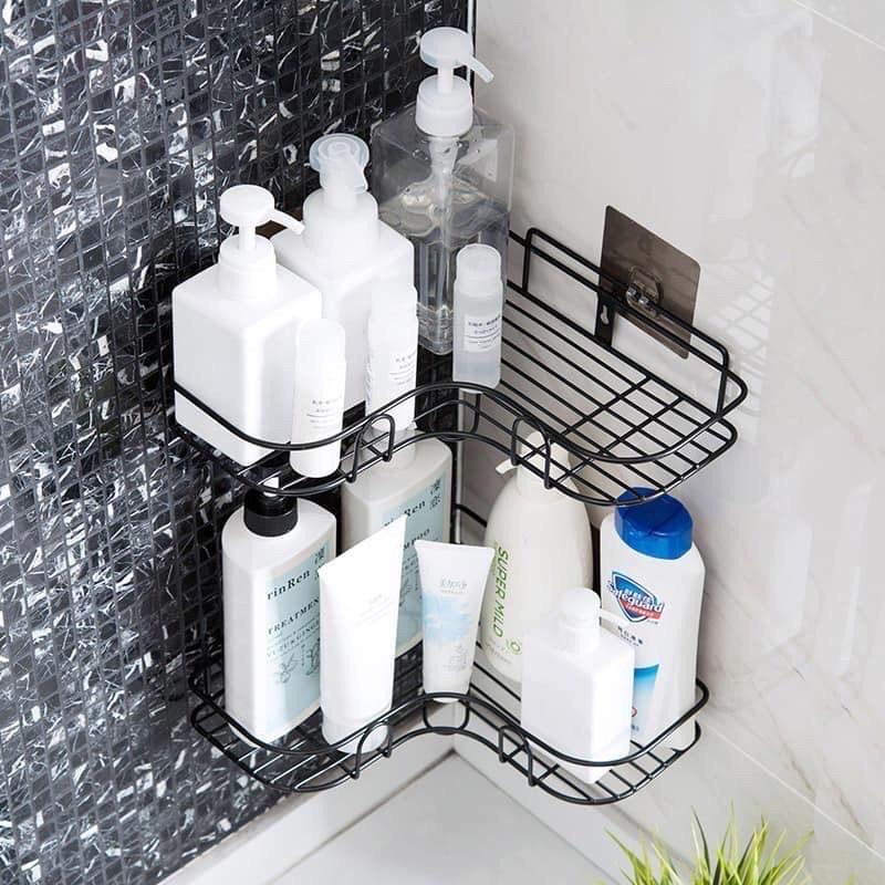 Kệ góc sắt đen - kệ góc nhựa dán tường chịu lực tốt