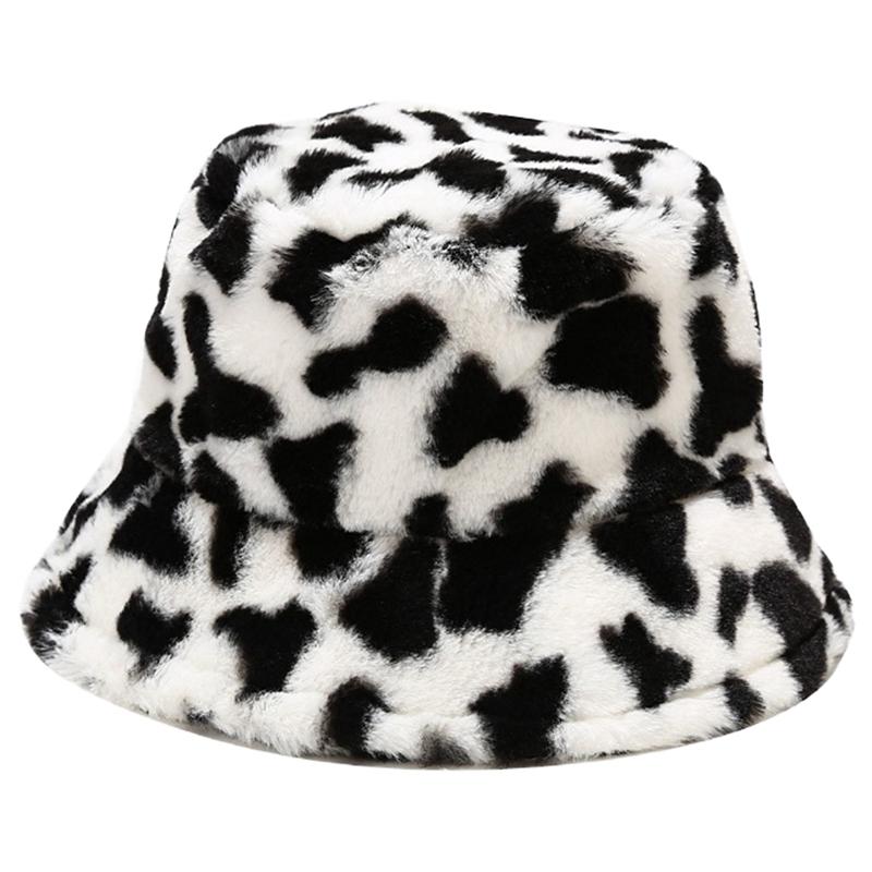 Mùa Đông Mới Bò In Sang Trọng Xô Mũ Nam Nữ Du Lịch Ngoài Trời Mũ Ấm Áp Mềm Mại Nhung Cá Mũ Nữ Thời Trang Panama hiện Nay
