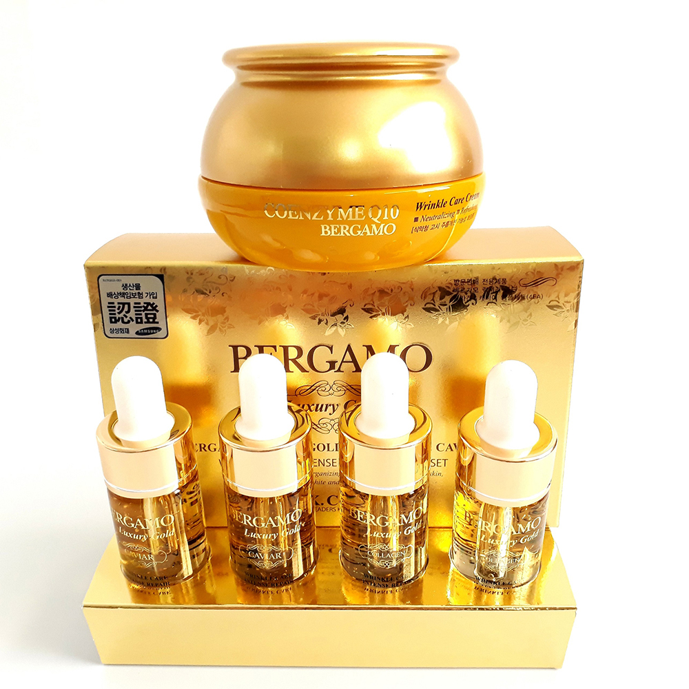 Bộ Serum Và Kem Bergamo LUXURY GOLD Tái Tạo Da Giảm Thâm Mụn