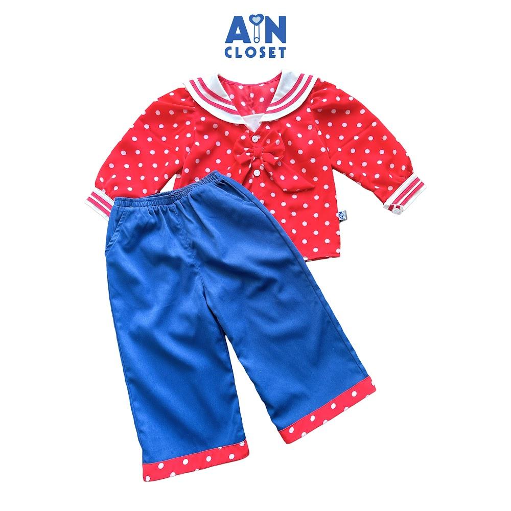 Bộ quần áo Dài bé gái họa tiết Thuỷ Thủ Bi Lụa Đỏ - AICDBGMYH1V6 - AIN Closet