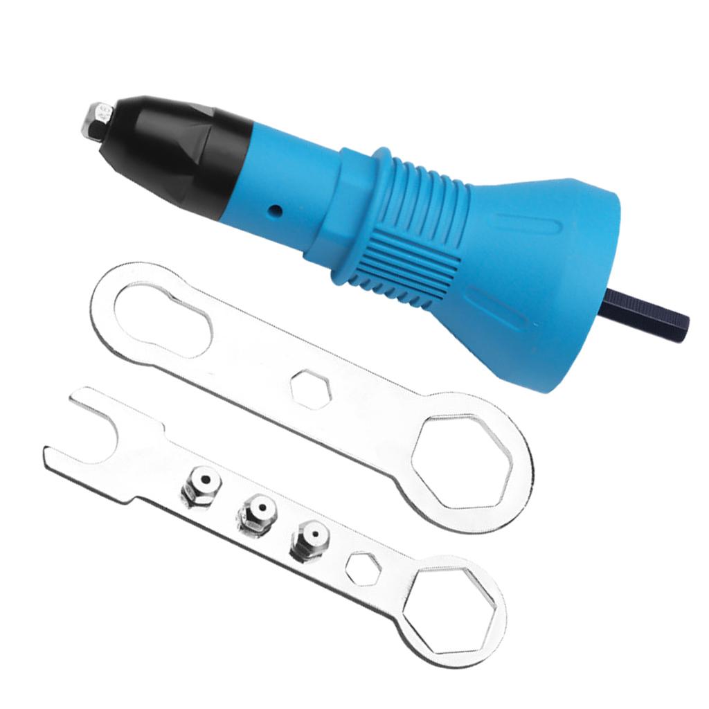 Rivet Gun Adaptor for Cordless Drill Electric Nut Riveting Riveter Tool-Blue