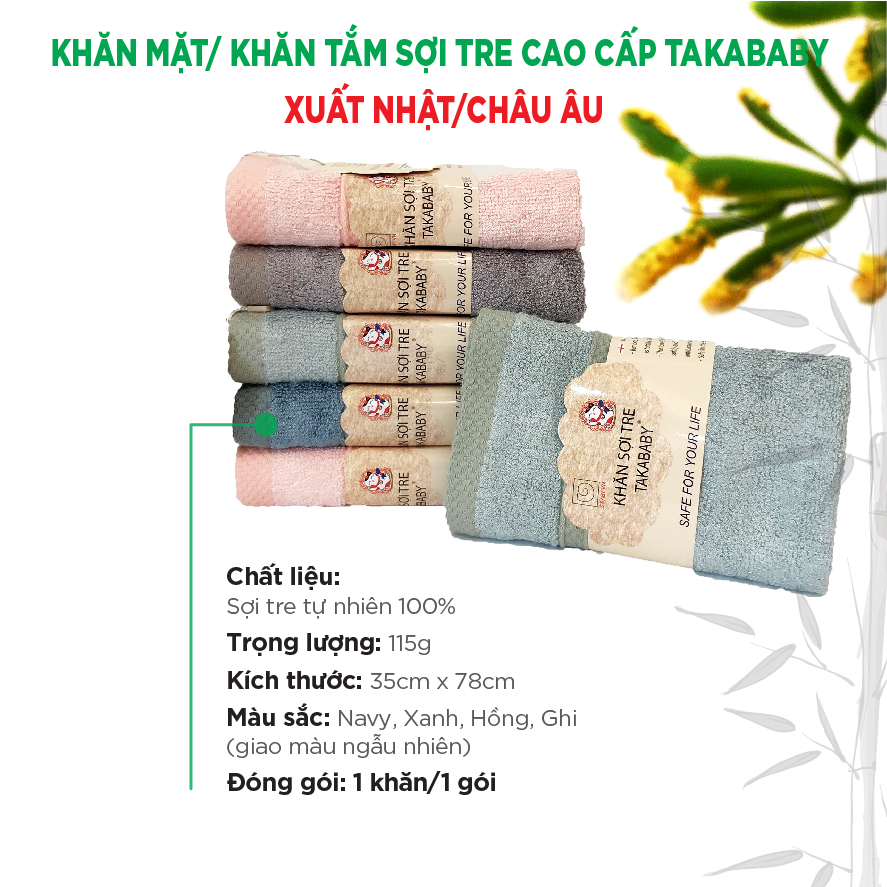 1 KHĂN MẶT / KHĂN TẮM SỢI TRE CAO CẤP TAKABABY - XUẤT NHẬT/CHÂU ÂU; KT: 35x78cm -GIAO MÀU NGẪU NHIÊN