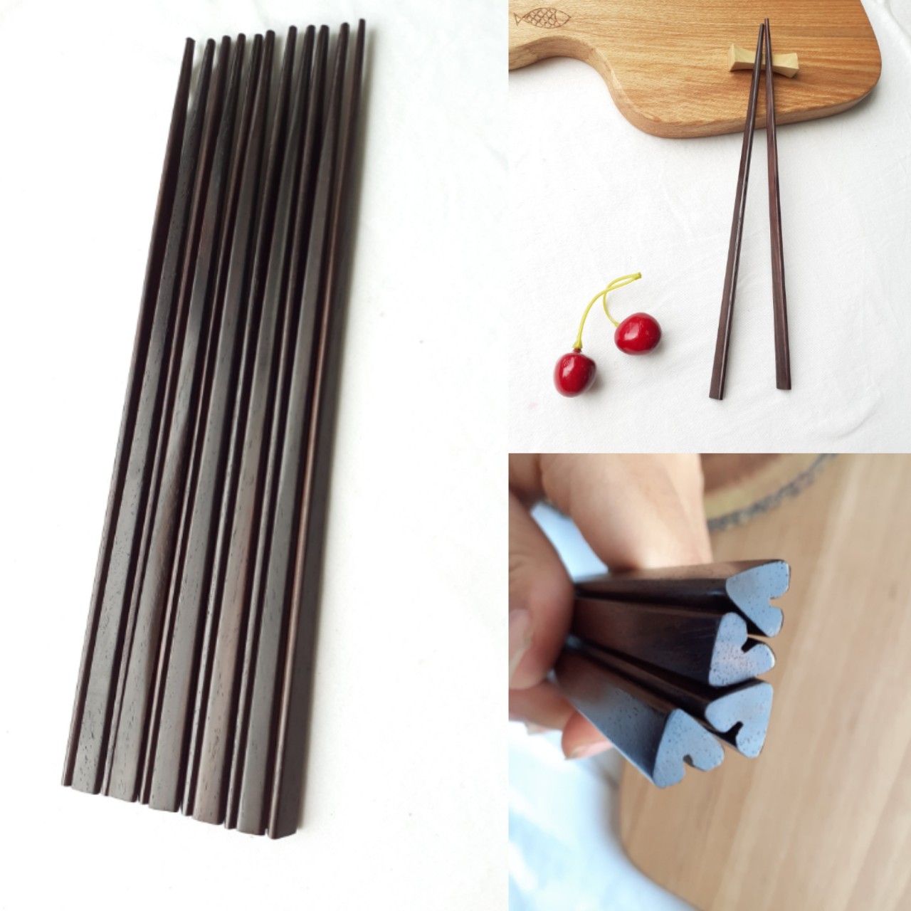 Đũa gỗ Trắc trái tim tình yêu 23cm - Bộ 5 đôi