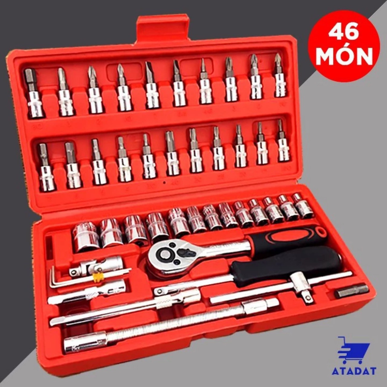 [ĐÁNG MUA] Bộ Dụng Cụ Mở Bu-lông &amp; Ốc Vít Sửa Chữa Ô Tô và Xe Máy - 46 Chi Tiết Cầm Tay Cao Cấp Loại Tốt