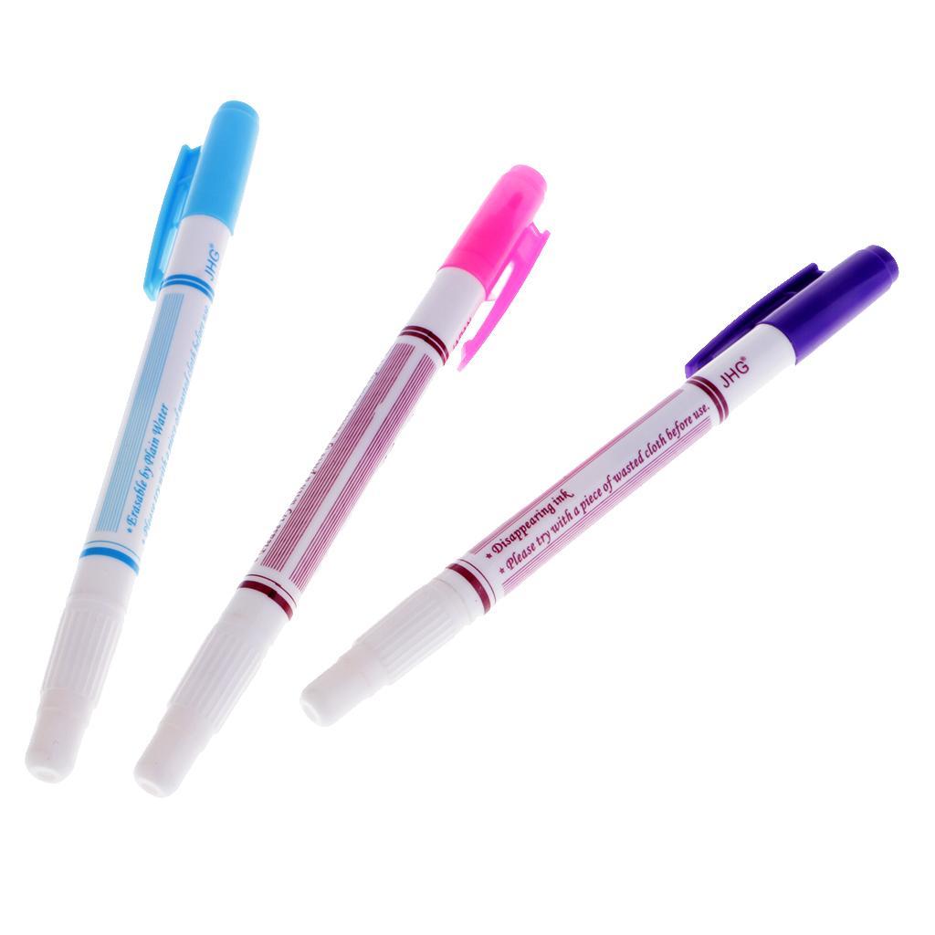 2-3pack 3pcs Dual Head Water Erasable Soluble Pen Vanishing Fabric Marker Pen