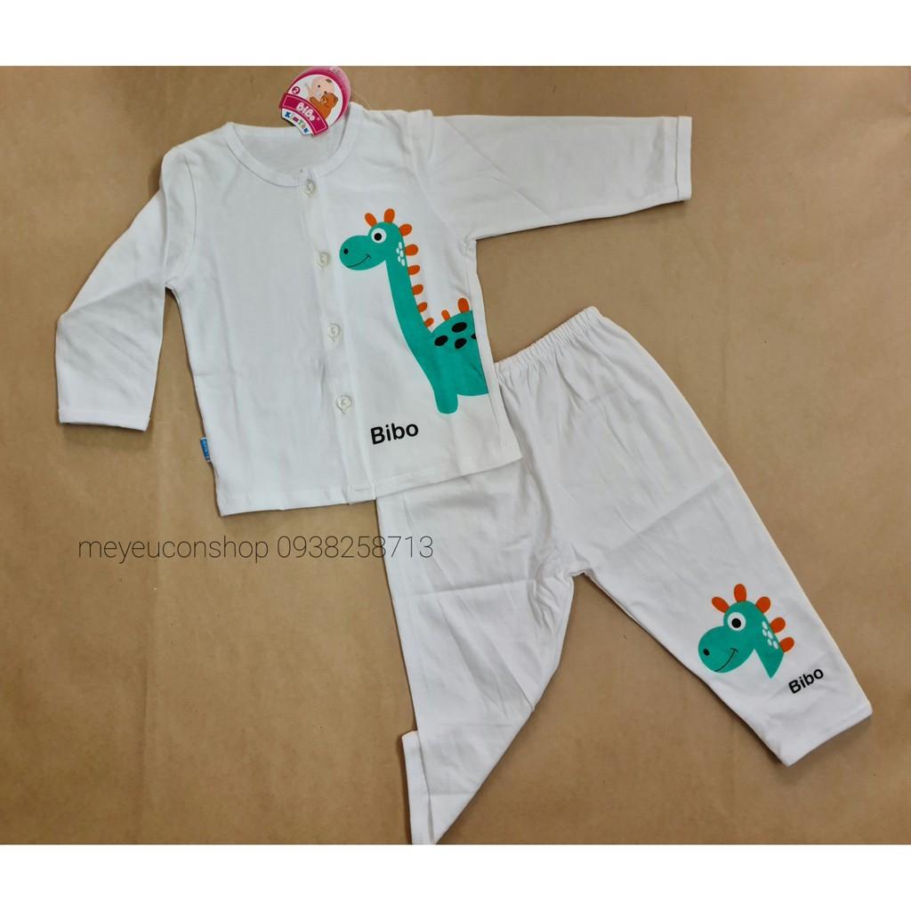 BỘ QUẦN ÁO COTTON DÀI TAY TRẮNG IN HÌNH CHO BÉ - BIBO KIM THU