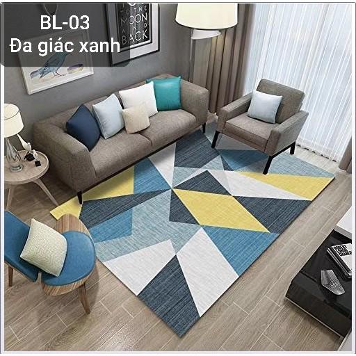 Thảm nỉ BALI trải sàn loại 1m6 x 2m3 loại 5D mẫu đa giác xanh