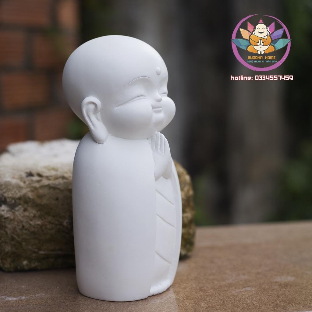 Chú tiểu decor hiện đại 21 cm trang trí nhà cửa màu trắng