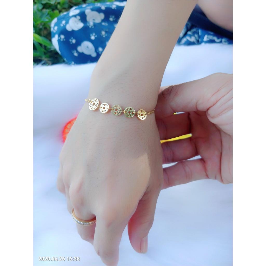 Lắc Tay Nữ Kim Tiền Titanium Cao Cấp-Dùng lâu dài không đen