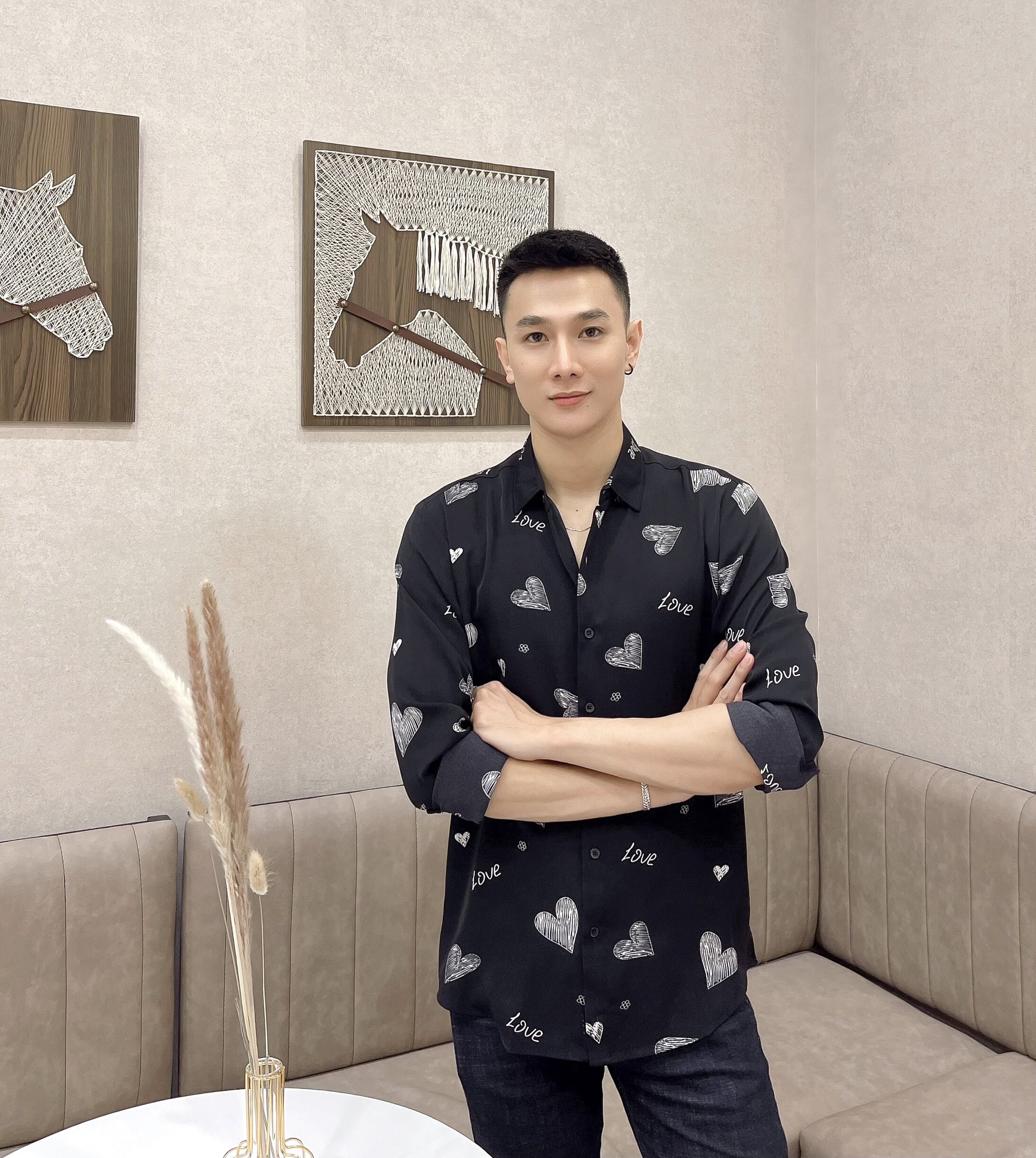 Áo sơ mi lụa dài tay họa tiết S11