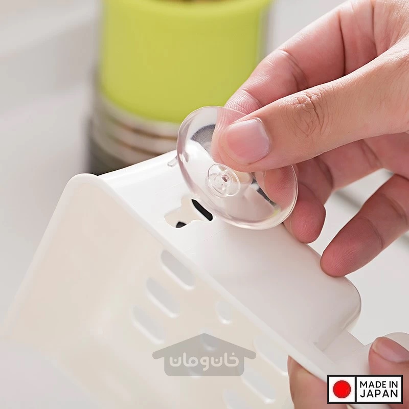 Giá đựng mút rửa chén 2 ngăn - Màu trắng - Hàng Nội Địa Nhật Bản