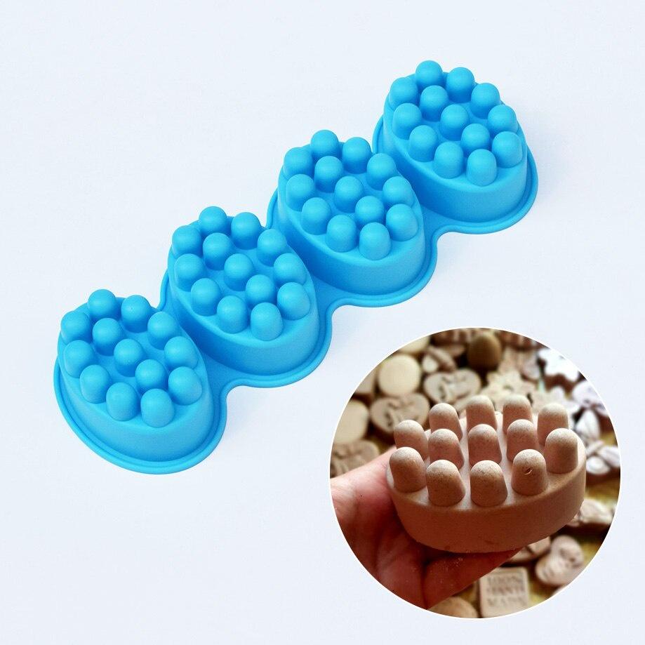 4 Compartment Silicone Soap Mold Massage Bar Soap making Tool With Single-hole Moulds