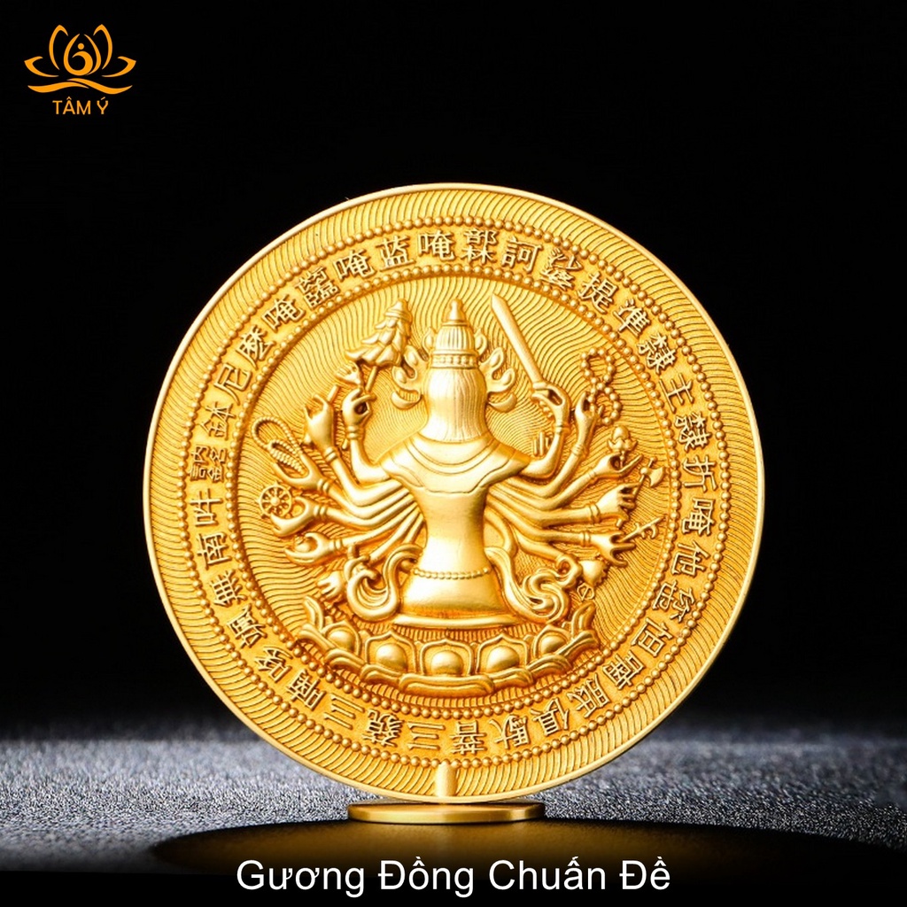 Gương Phật Mẫu Chuẩn Đề Chất Liệu Đồng Cao Cấp Họa Tiết Tinh Xảo Sắc Nét Siêu Đẹp Pháp Bảo Kim Cang Thừa Mật Tông Tâm Ý