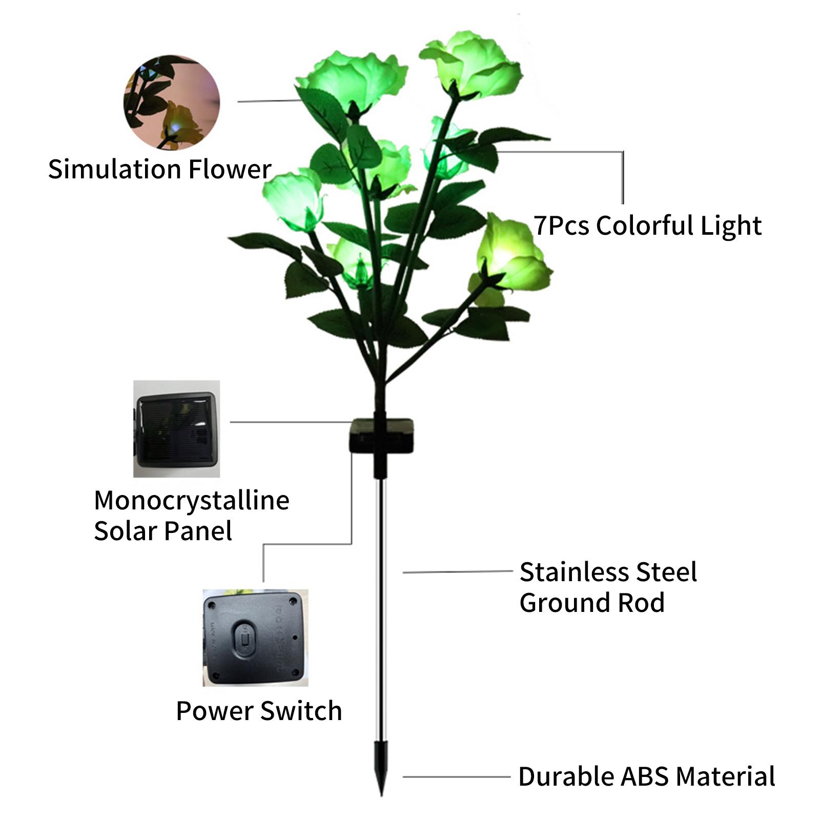 Đèn LED hoa năng lượng mặt trời thay đổi 7 màu, trang trí cảnh quan sân vườn ngoài trời