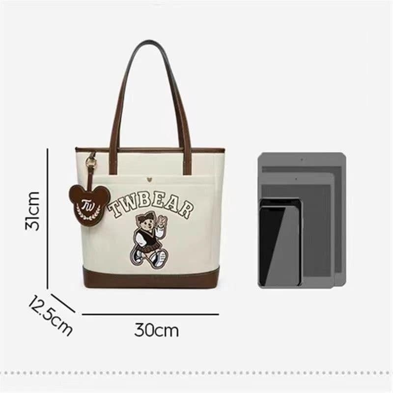 Túi Tote xách tay kẹp nách ZuCi X01B20 công sở nữ bản to hoạ tiết gấu Bear xinh xắn bản to size 30cm