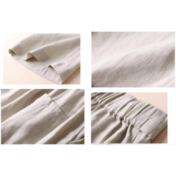 Quần ống rộng nữ chất đũi xước hàn quần đũi ống rộng cạp khóa khuy trước chun sau co giãn thoải mái Banamo Fashion 921