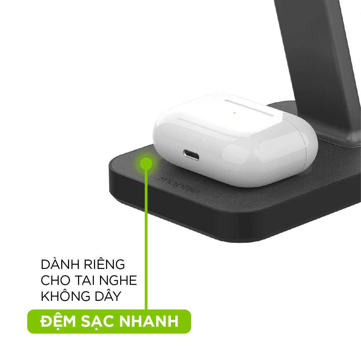 Đế sạc mophie Snap+ Stand &amp; Pad, sạc nhanh không dây 15w, sạc cùng lúc 2 thiết bị, hỗ trợ sạc đa nền tản - Hàng chính hãng bảo hành 2 năm 1 đổi 1