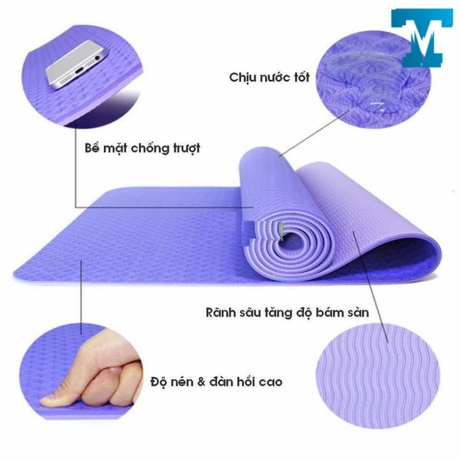 Thảm Tập Yoga TPE Cao Cấp 2 Lớp Dày 6Mm Mềm Mịn Chắc Chắn -