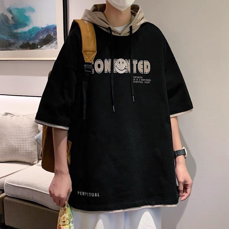 Áo Hoodie Ngắn Tay Nam In Chữ Basic Dáng Rộng Phong Cách Hàn Quốc Thời Trang Zenkonu TOP NAM 258V2