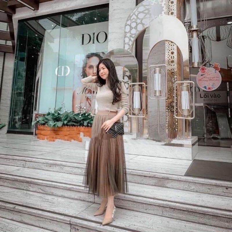 Chân váy maxi von lưới loang màu