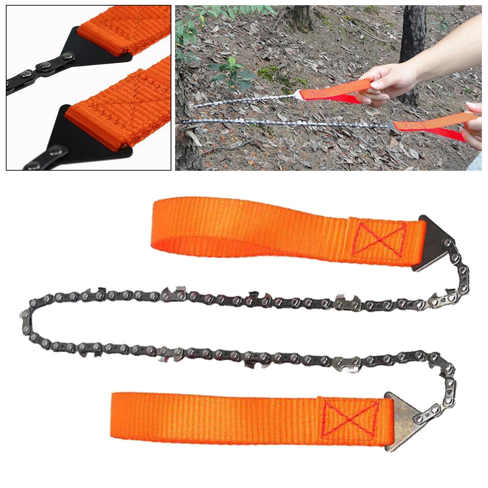 Wire Saw Steel Pocket Chain Saws Hand Chainsaw Survival Wood Cutting Tool with Nylon Handle Straps for Outdoor Emergency