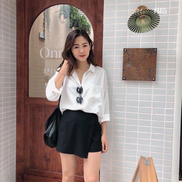 Áo sơ mi nữ trắng form rộng phong cách siêu hot