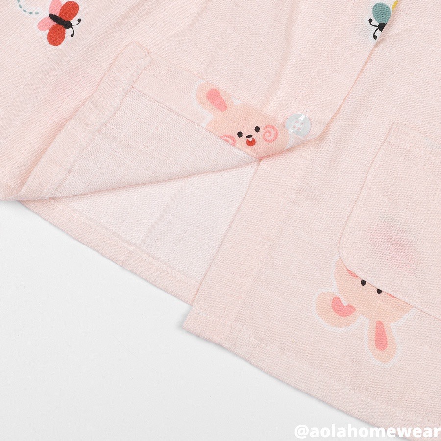 Pijama cho bé gái dài tay mặc ngủ điều hòa babydoll dễ thương Áo Lá Homewear A004