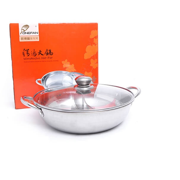 Nồi Lẩu Inox 2 Ngăn Nắp Thủy Tinh 28cm Sang Trọng Tiện Ích