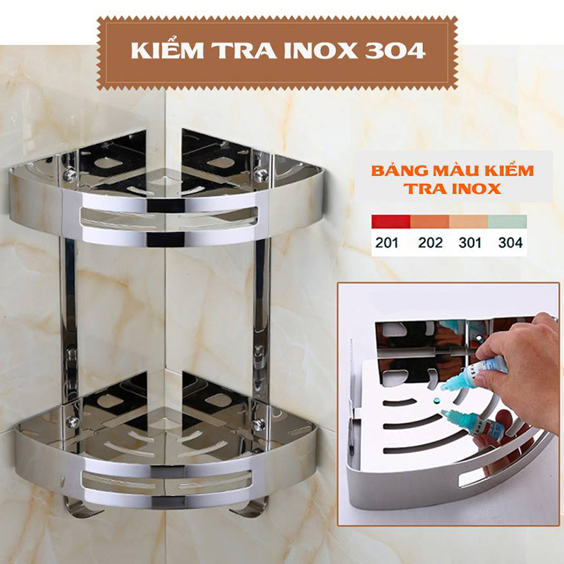 [SUS304] Kệ góc đôi để xà bông phòng tắm AIZA inox 304