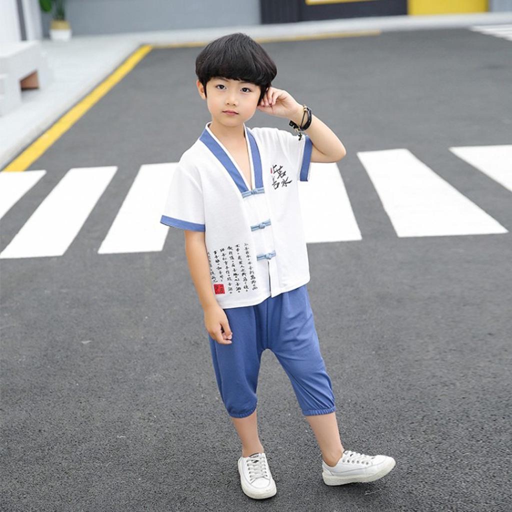 Bộ Cộc Tay Cổ Tàu Phong Cách Cho Bé, Bộ Cộc Tay Chất Cotton Đũi Cho Bé Từ 7 - 27kg - Rosy Kids