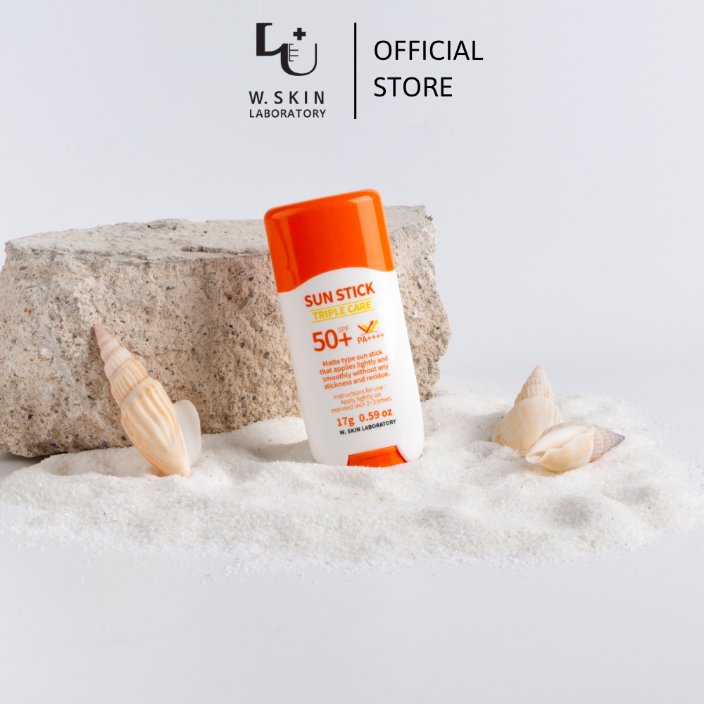 [CHÍNH HÃNG W.SKIN LABORATORY] Kem chống nắng dạng sáp lụa TRIPLE CARE SUN STICK SPF50+ PA++++ (17g) kết cấu mỏng nhẹ, không gây bết dính, không để lại vệt trắng trên da, thiết kế tiện lợi, dễ dàng mang theo