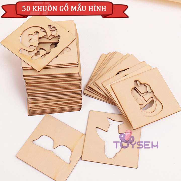 Bộ khuôn vẽ cho bé tập tô 50 hình - Đồ chơi giáo dục cho bé tập học - Đồ chơi trẻ em - Quà tặng sinh nhật cho bé trai, bé gái cute