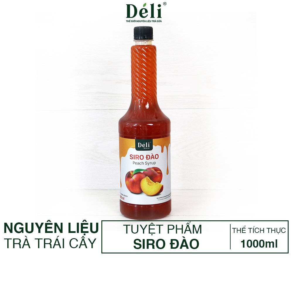 Siro đào Déli - 1 lít - đậm đặc, chuyên dùng pha chế trà trái cây, soda