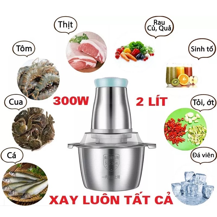 Máy xay thịt,rau ,củ ,quả   sinh tố cối inox 4 lưỡi đa năng,Công suất 250W